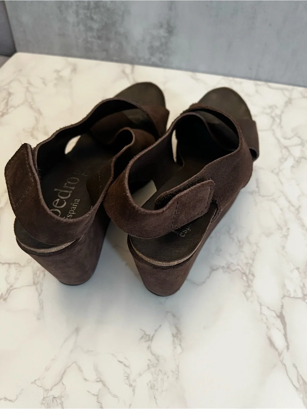 Pedro Garcia Dark Brown Suede Crisscross Platform Sandals
